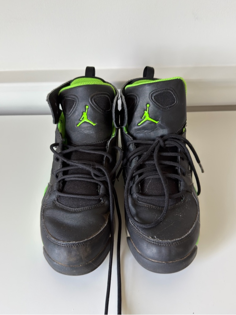 Jordan Kids Black Sneakers with Neon Green Accents